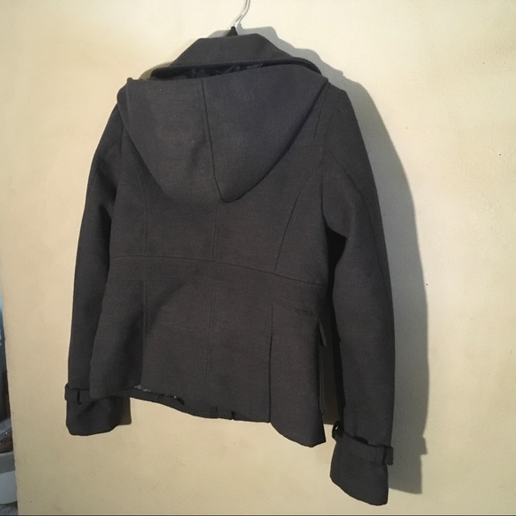 Hydraulic Gray Wool Hooded Coat, Sz L - Picture 2 of 5